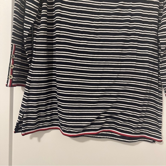 Tommy Hilfiger 3/4 Sleeve Blue White Striped Boat Neck Shirt Size Small Women’s - Picture 7 of 10